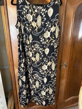 Harari Black Maxi Dress with Gold & Cream Lantern Print